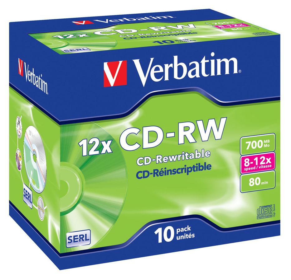 Verbatim CD-RW Jewel 700MB 12x 10 Pack