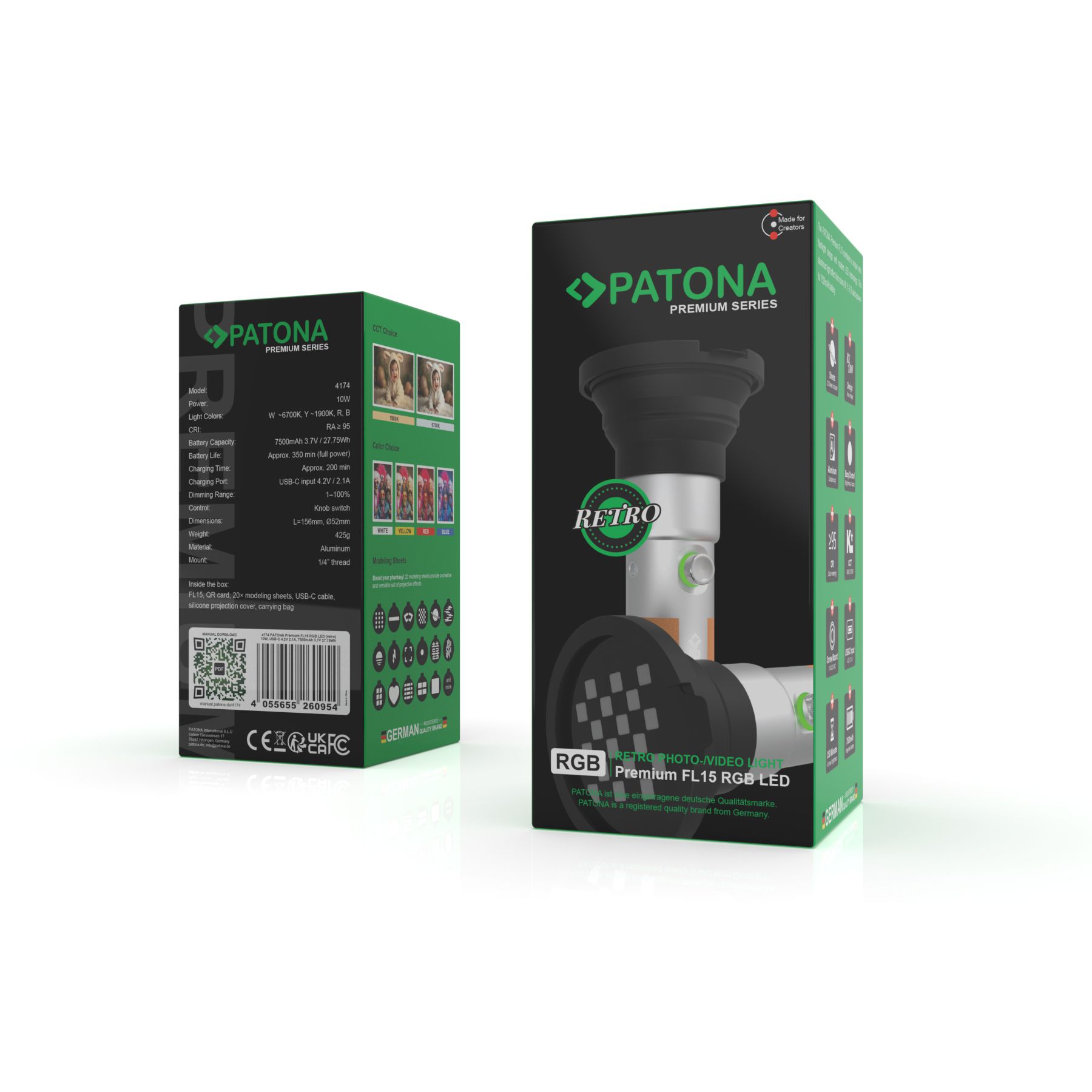 Patona FL15 RGB LED Retro-Videoleuchte