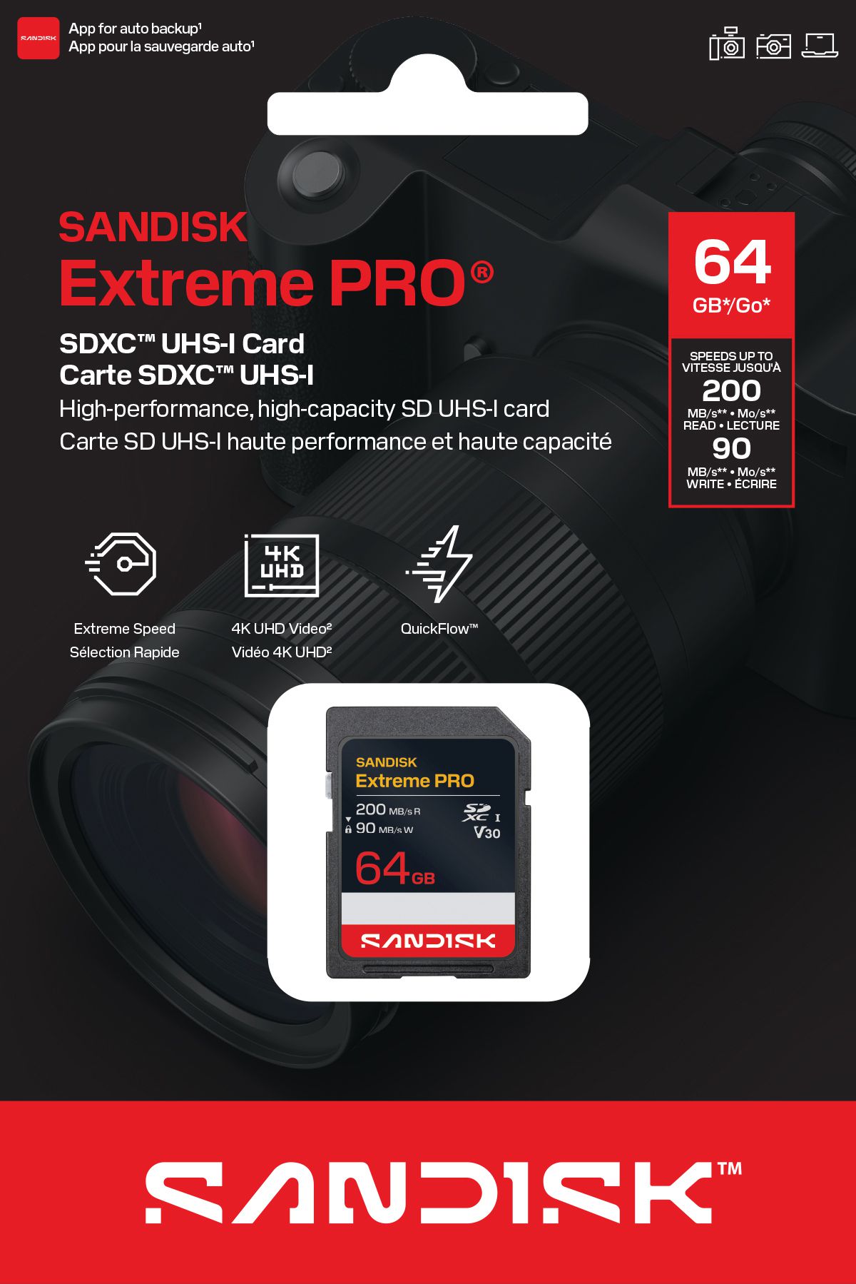 SANDISK Extreme PRO 200MB/s SDXC 64GB