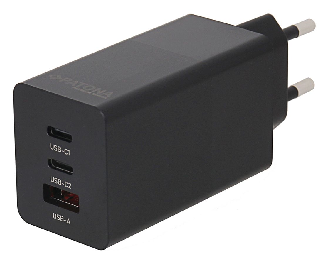 Patona GaN PD 65W 2xUSB-C + USB-A Black