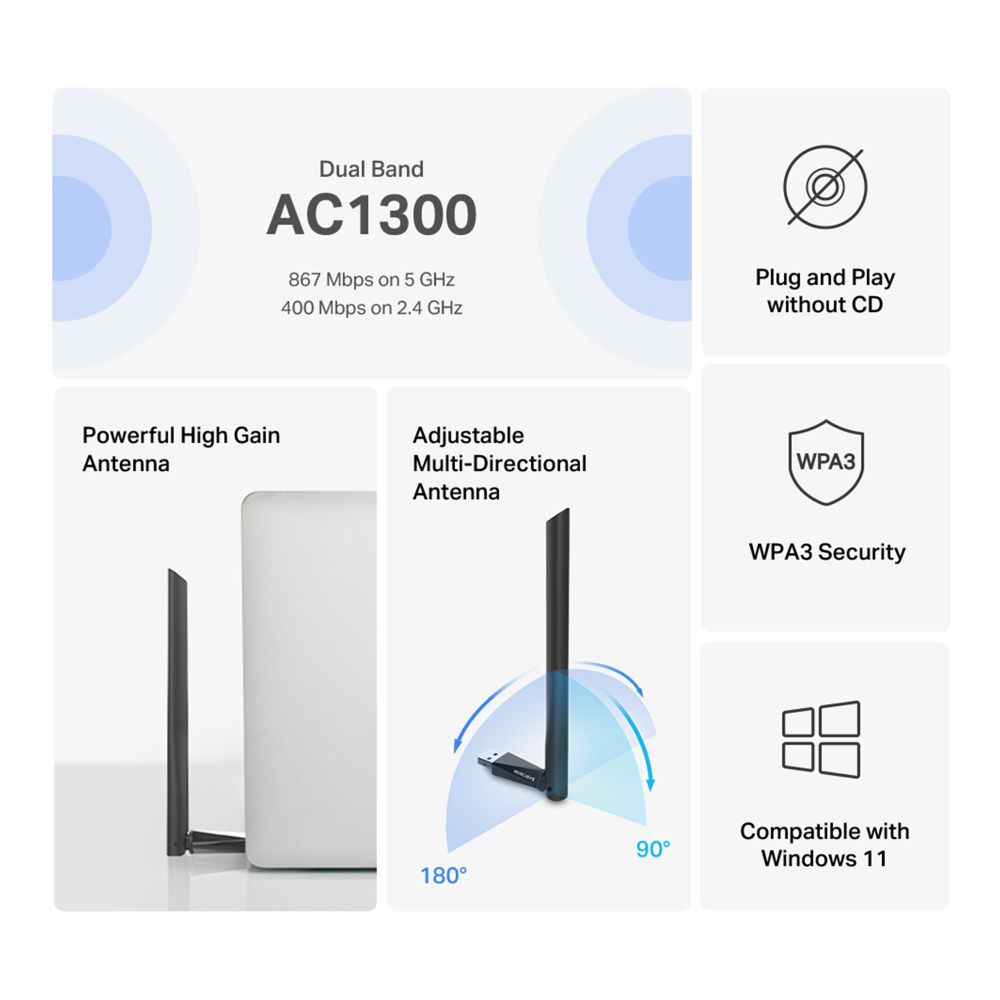 Mercusys AC1300 High Gain Wi-Fi Adapter