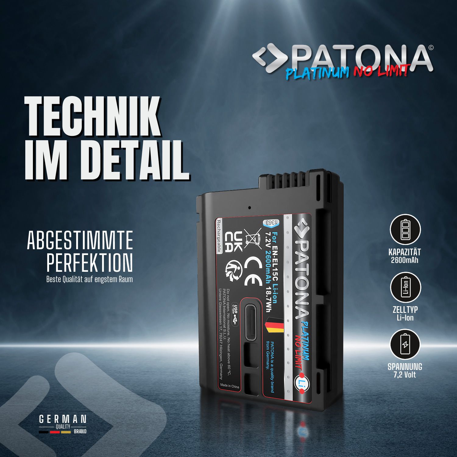 Patona Platinum Ba. Nikon EN-EL15C USB-C