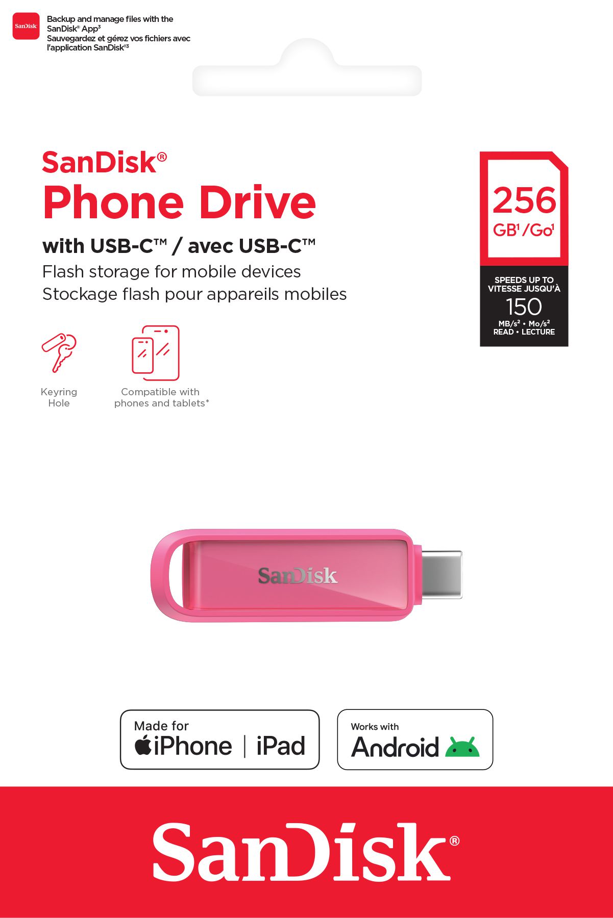 SanDisk Phone Drive USB-C 256GB pink