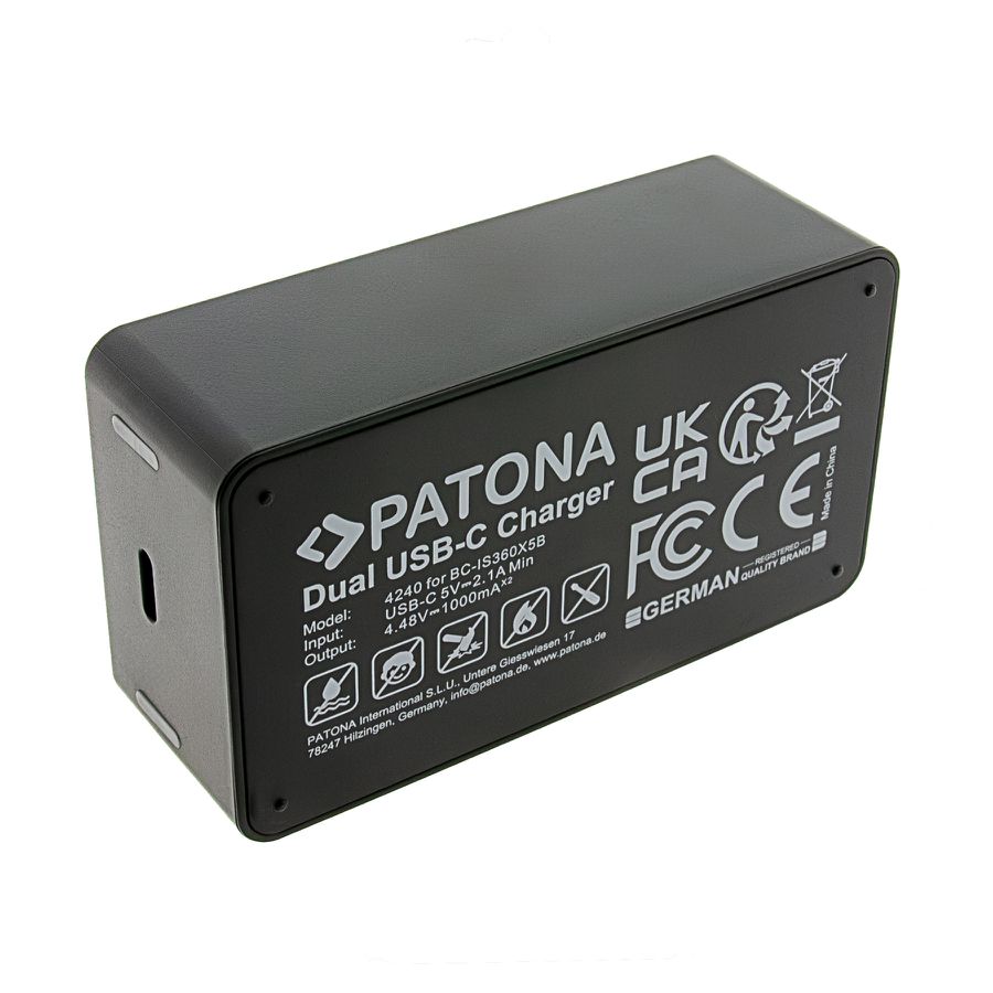 Patona Ladegerät Dual Insta 360 X5
