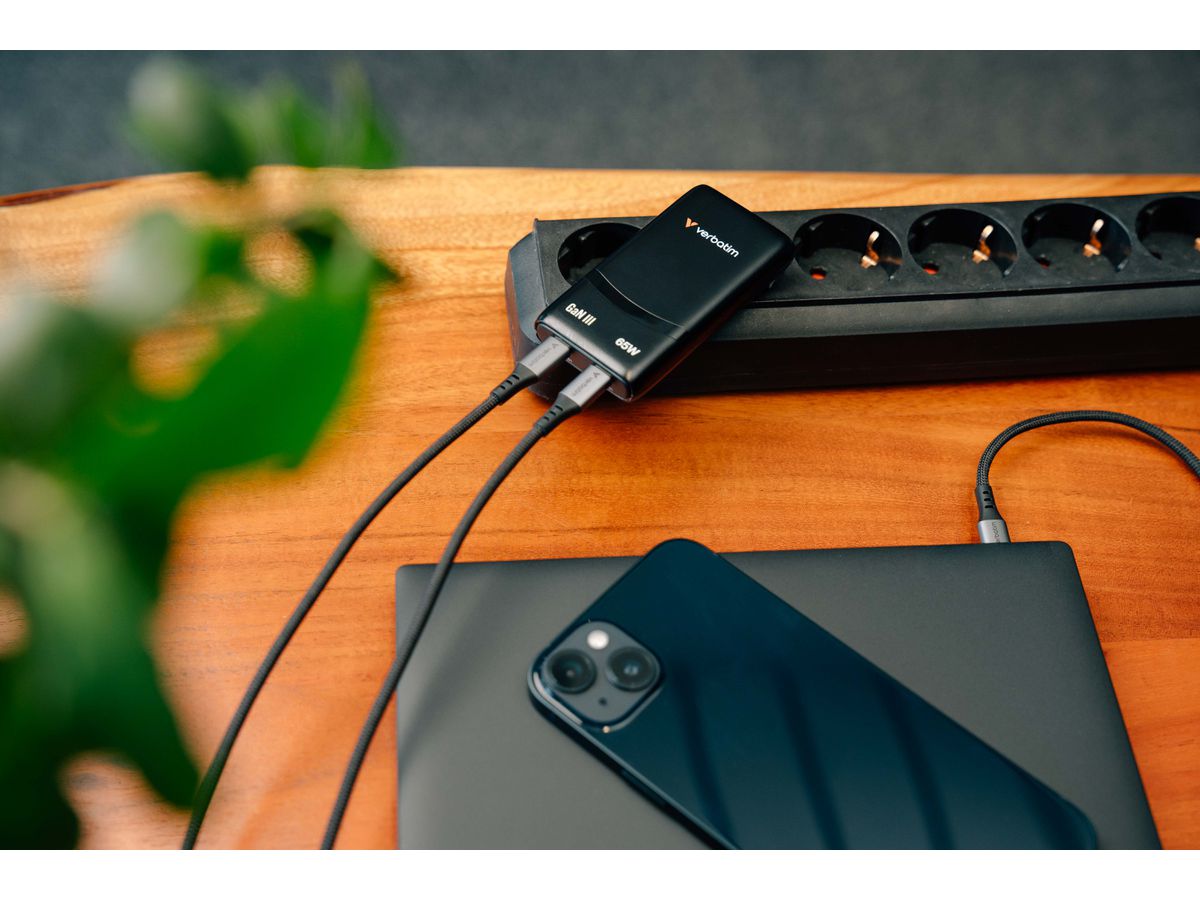 Verbatim Fold n Go GaN Charger 65W Black