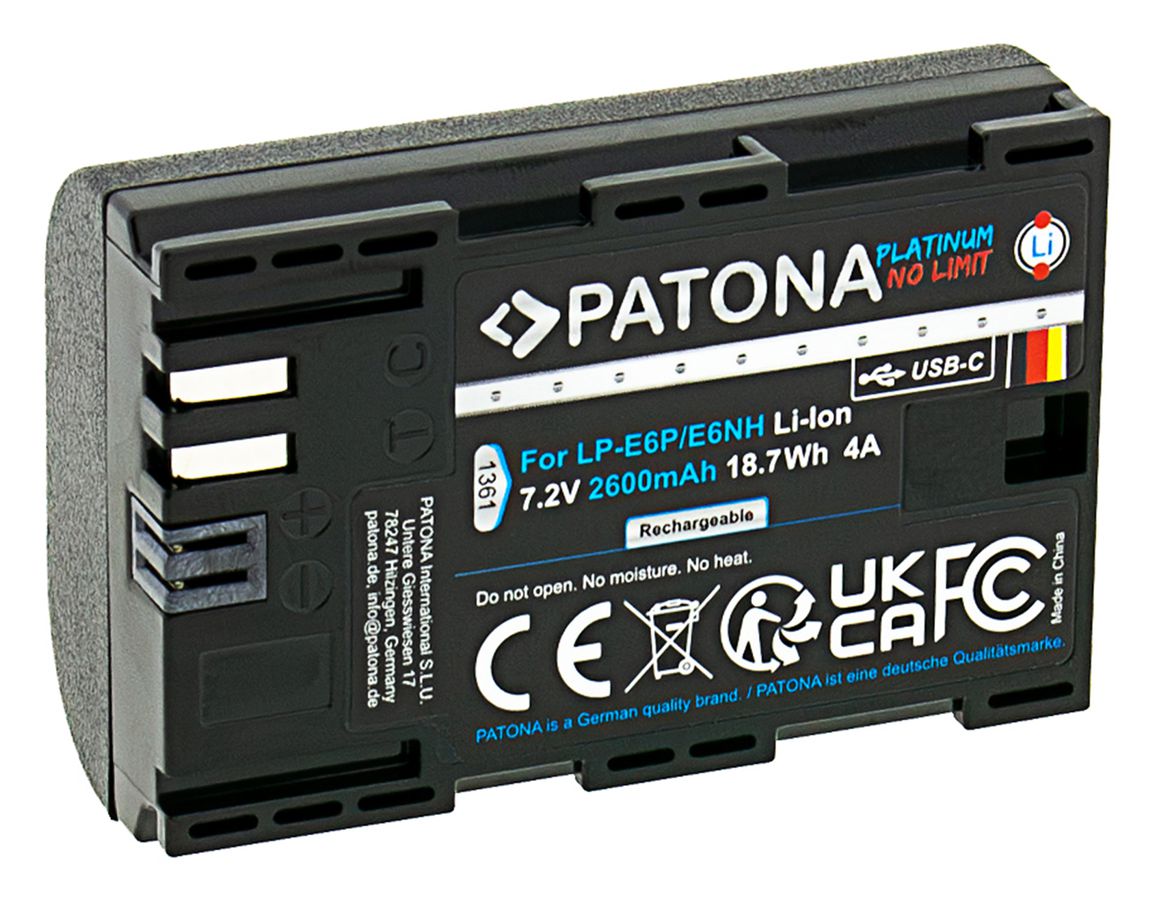 Patona LP-E6P Set Chargeur + 2 Batterie