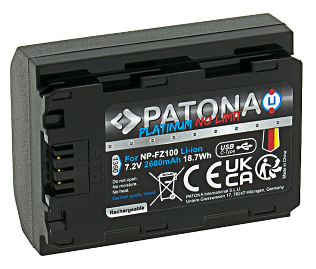 Patona Platinum Akku Sony NP-FZ100 USB-C