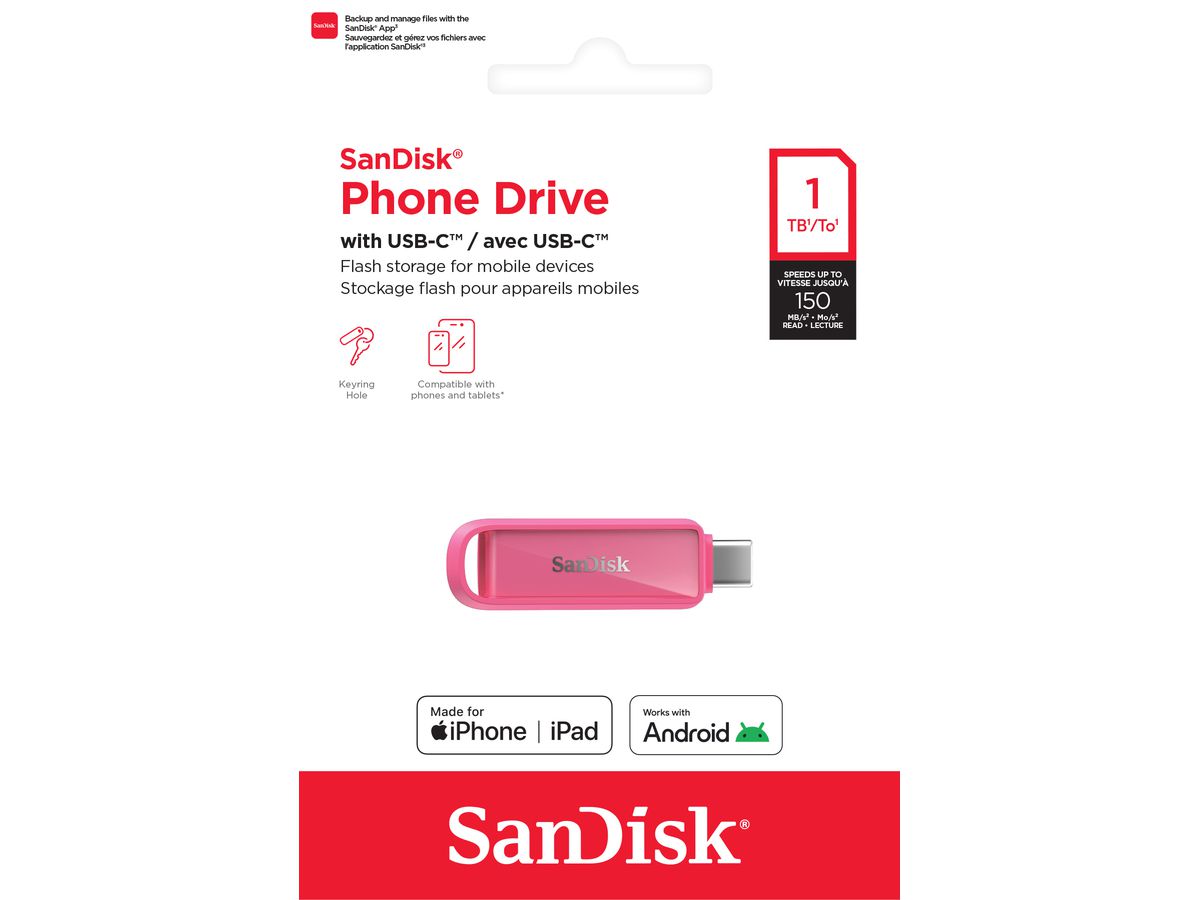 SanDisk Phone Drive USB-C 1TB pink