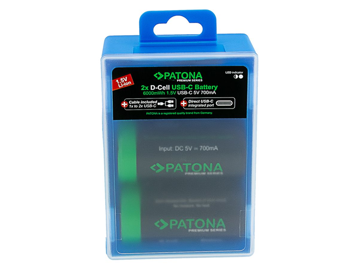 Patona Premium Akku 2X LR20 USB-C