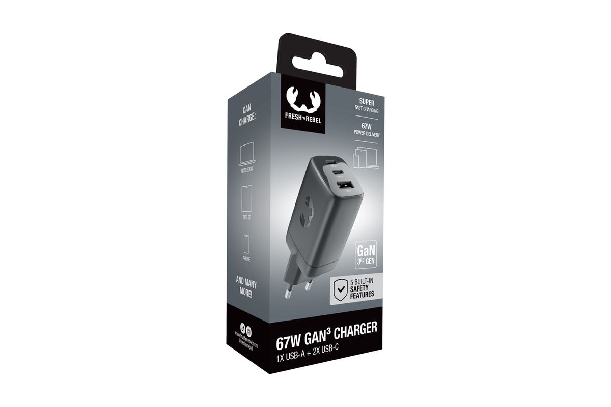 Fresh 'n Rebel Wall Charger Grey 67W