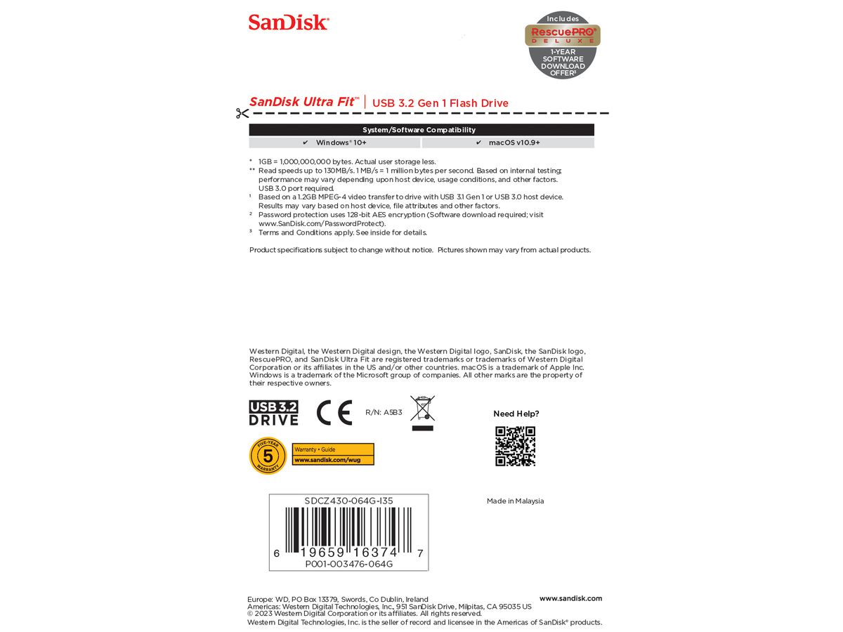 Sandisk Ultra USB 3.2 Fit 64GB 130MB/s