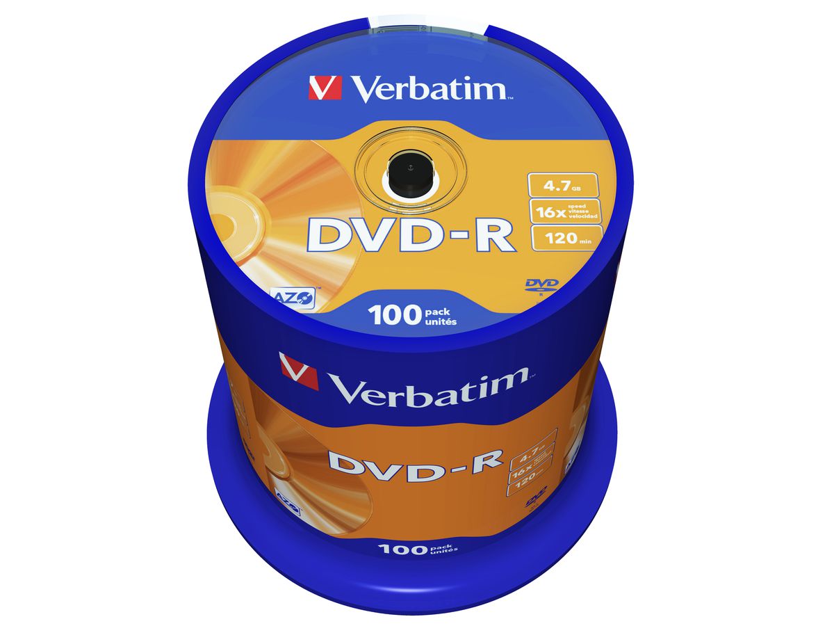 Verbatim DVD-R Spindle 4.7GB 16x 100 Pk