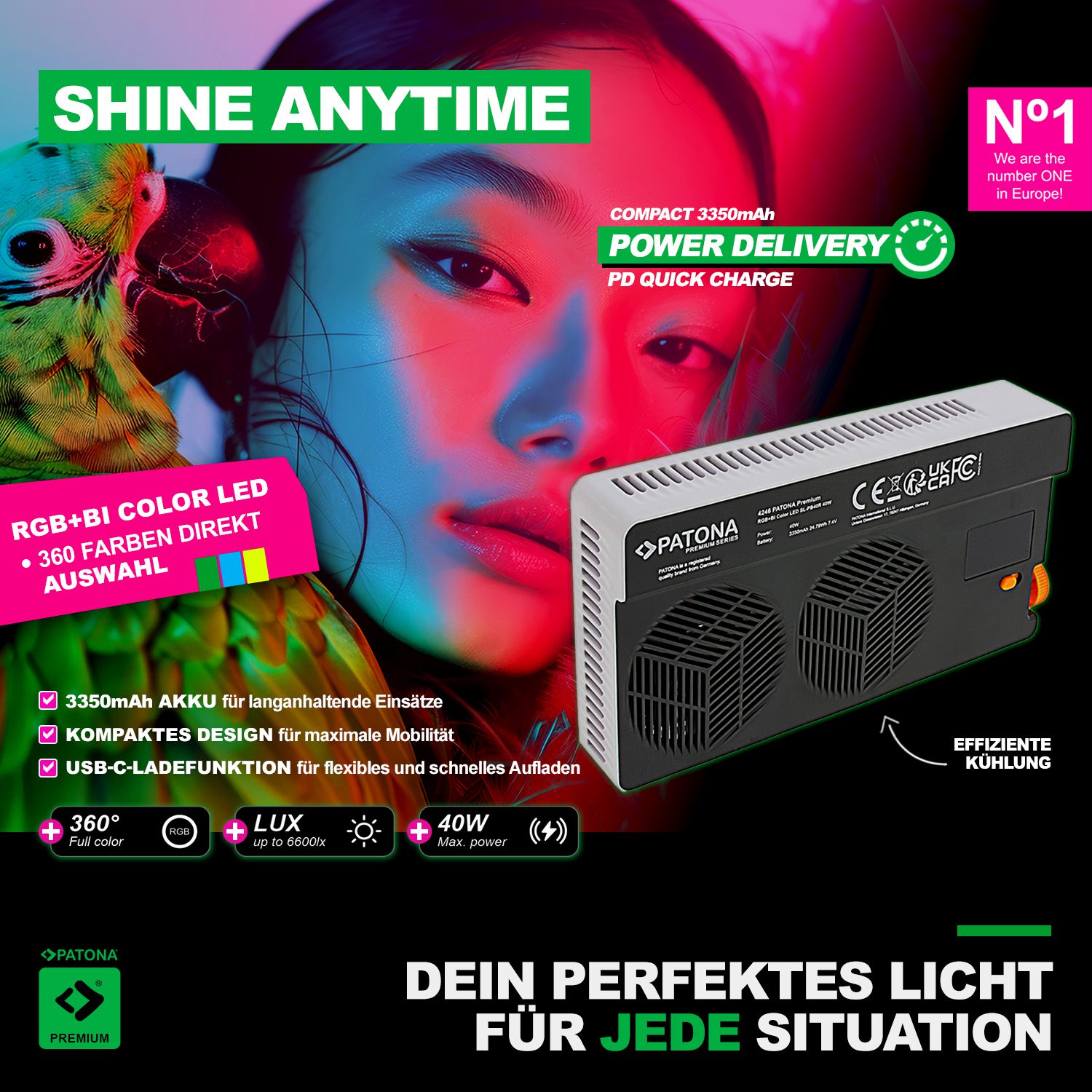 Patona SL-PB40R 40W LED Videolicht