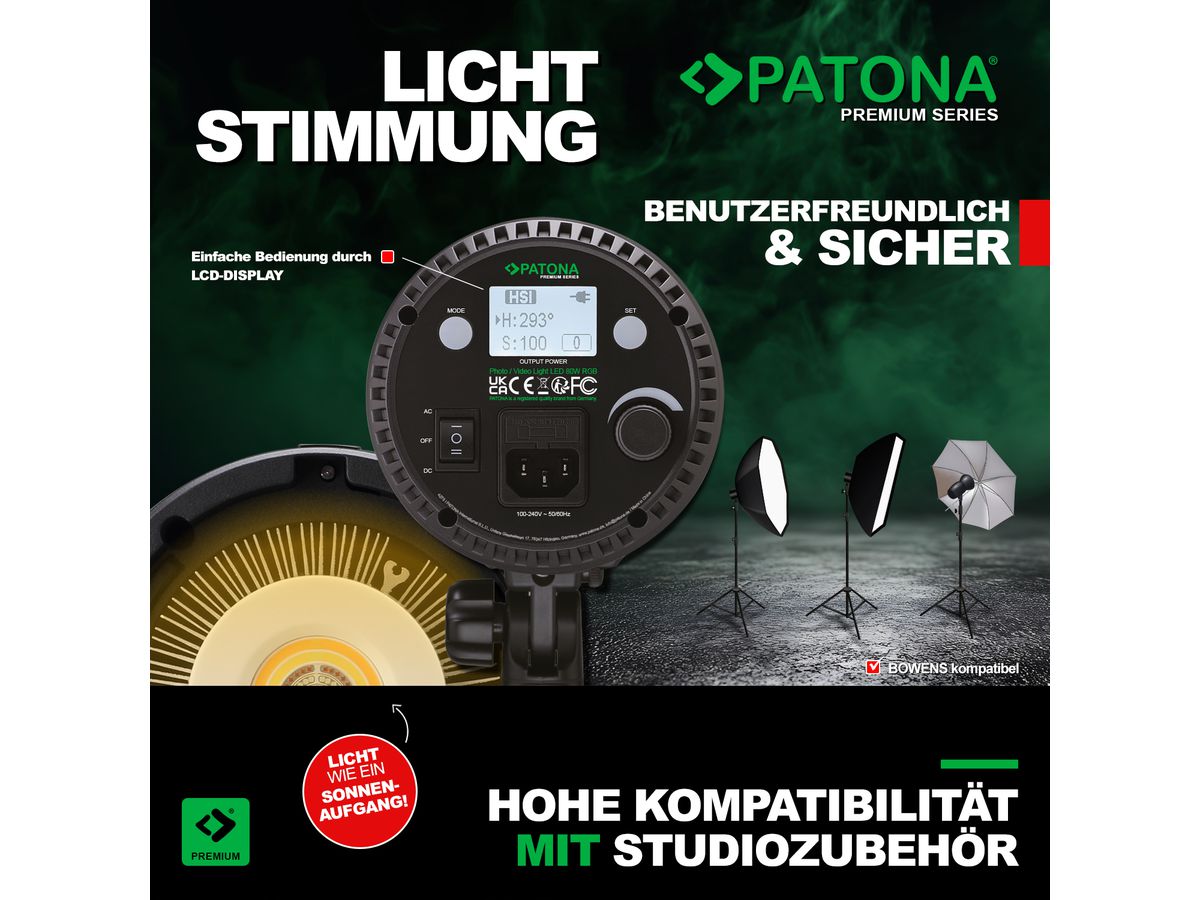 Patona Pro photo video light LED 80W RGB
