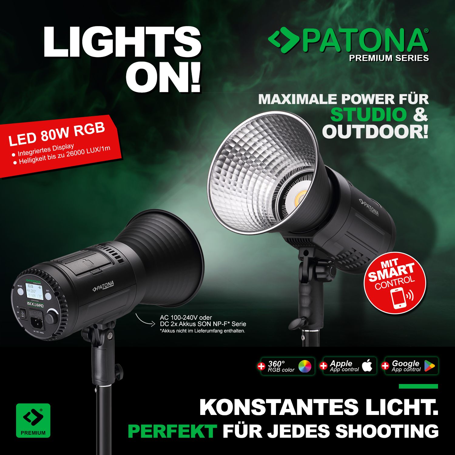 Patona Premium COB-LED 80W RGB APP