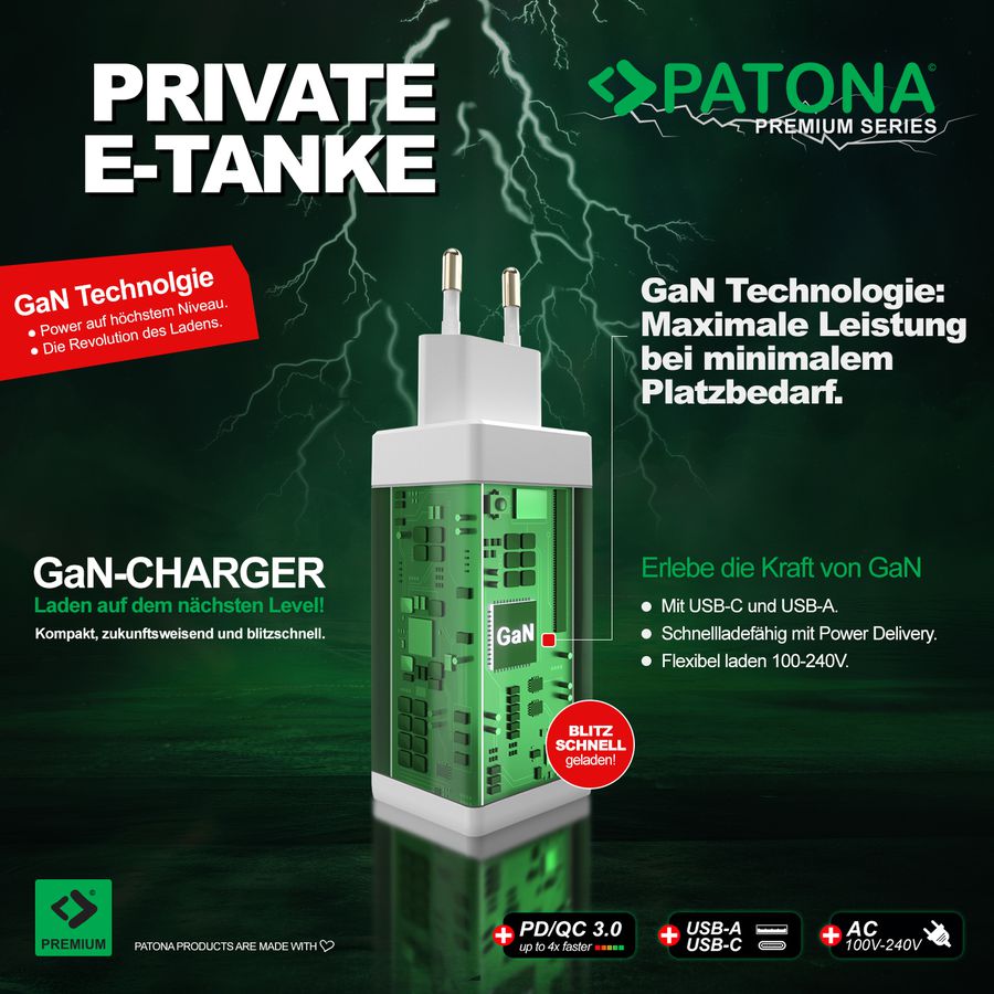Patona GaN PD 100W 2xUSB-C 1xUSB-A white