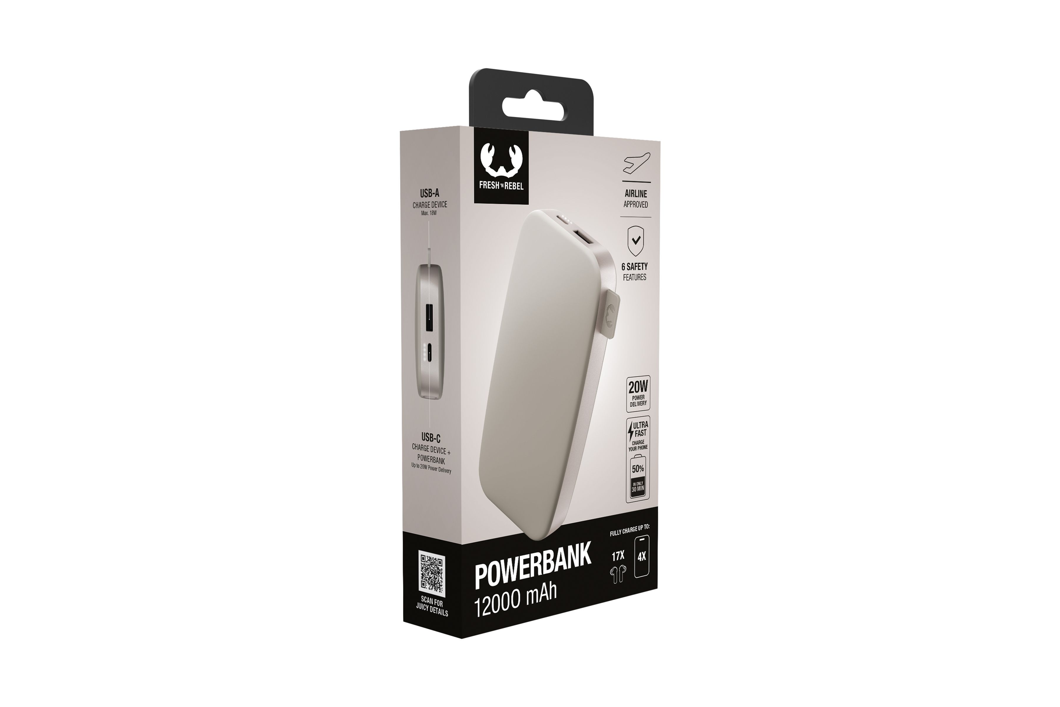 Fresh 'n Rebel Powerbank 12000 mAh Sand