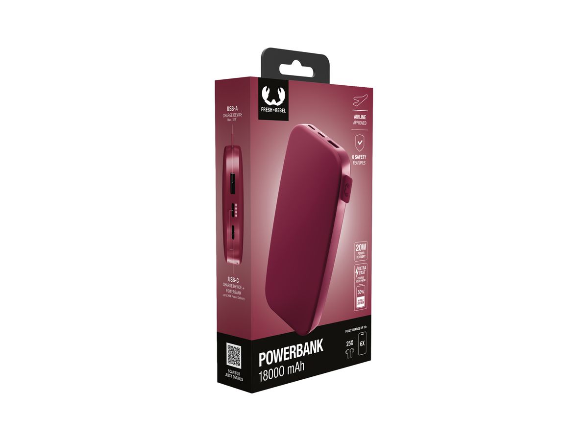 Fresh 'n Rebel Powerbank 18000 mAh Red