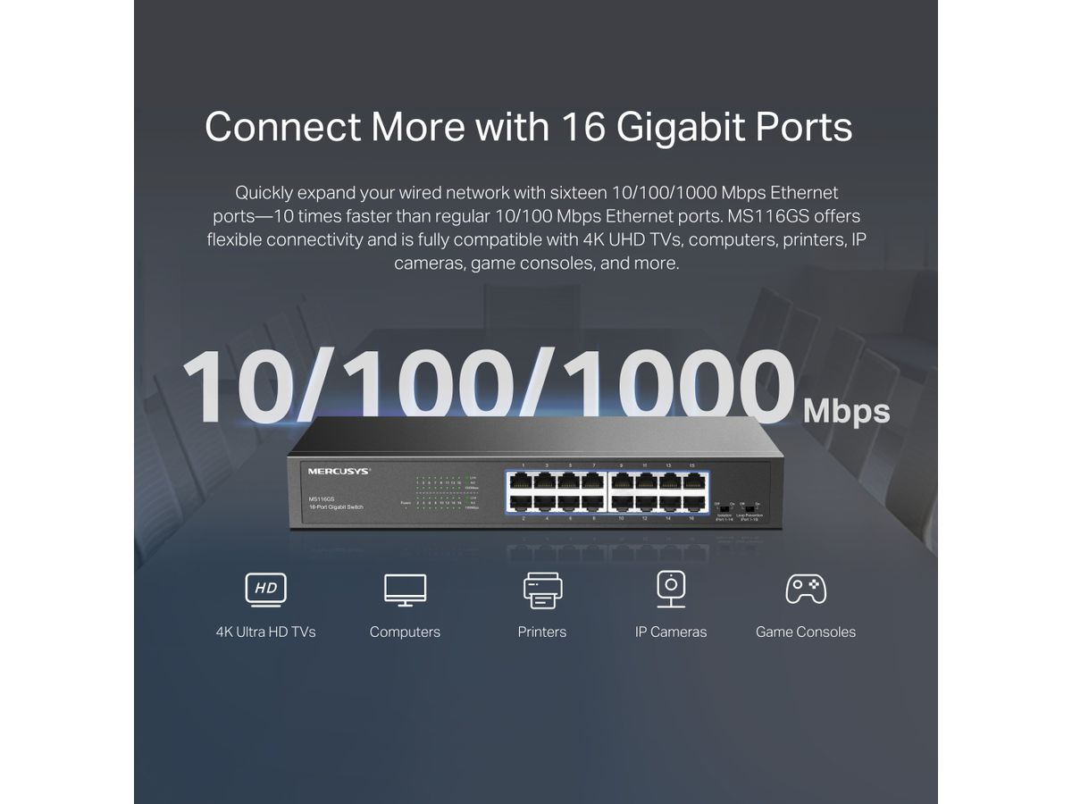 Mercusys 16-Port Gigabit Desktop Switch