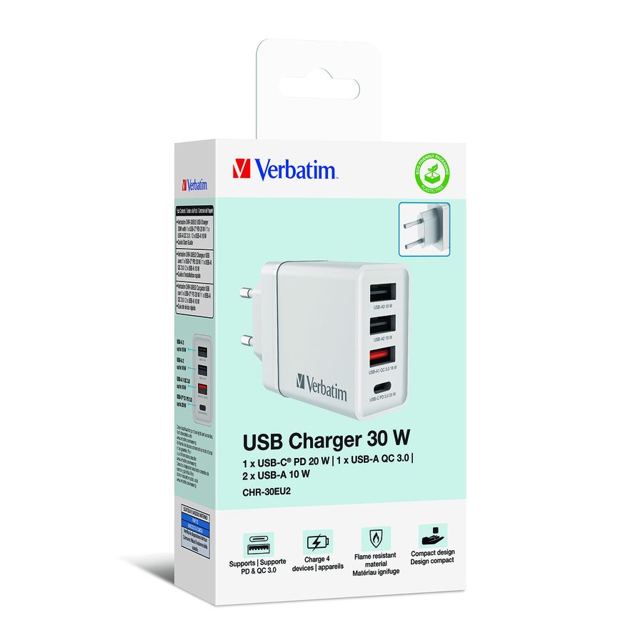 Verbatim 4 Port Charger 30W White