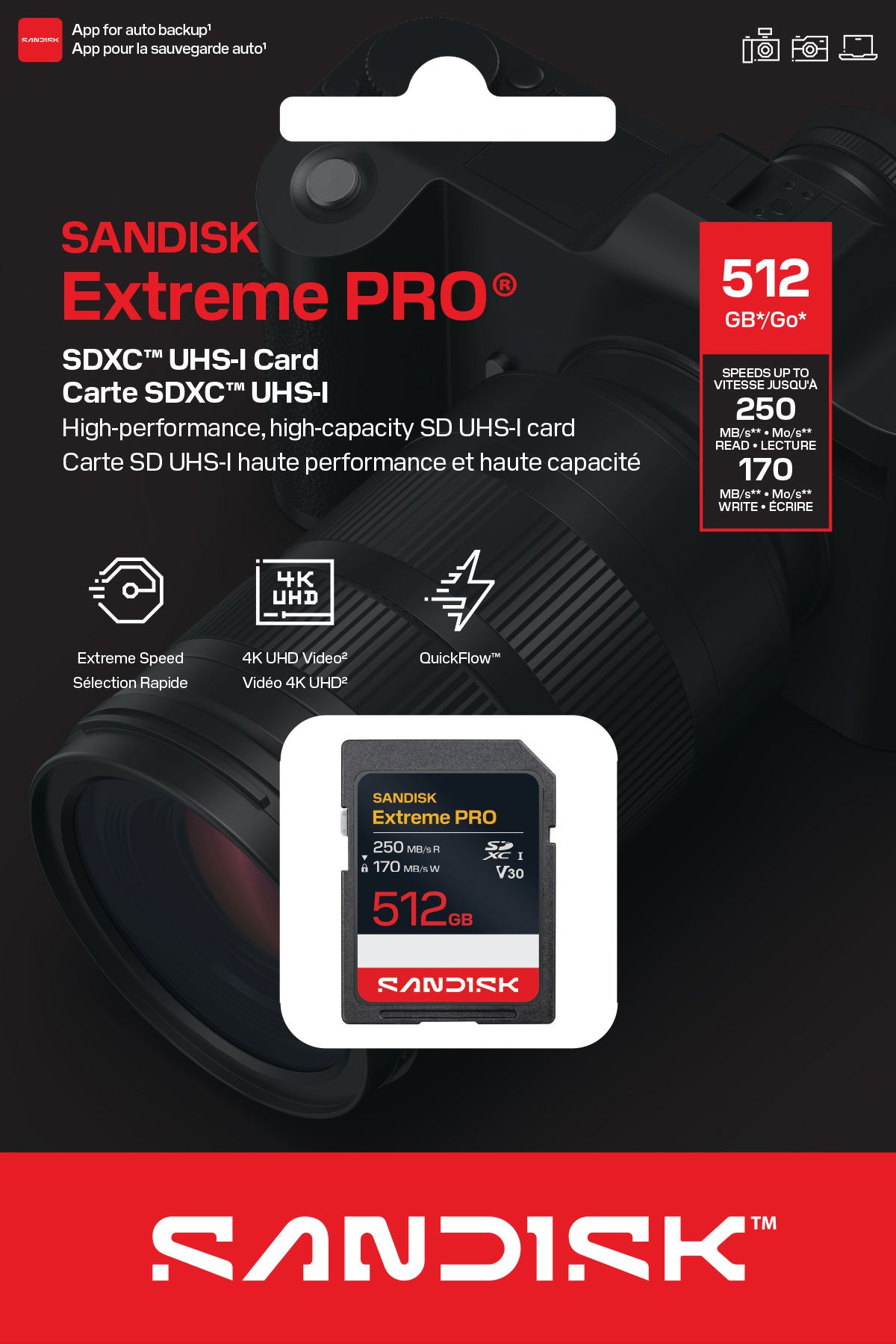 SANDISK Extreme PRO 250MB/s SDXC 512GB