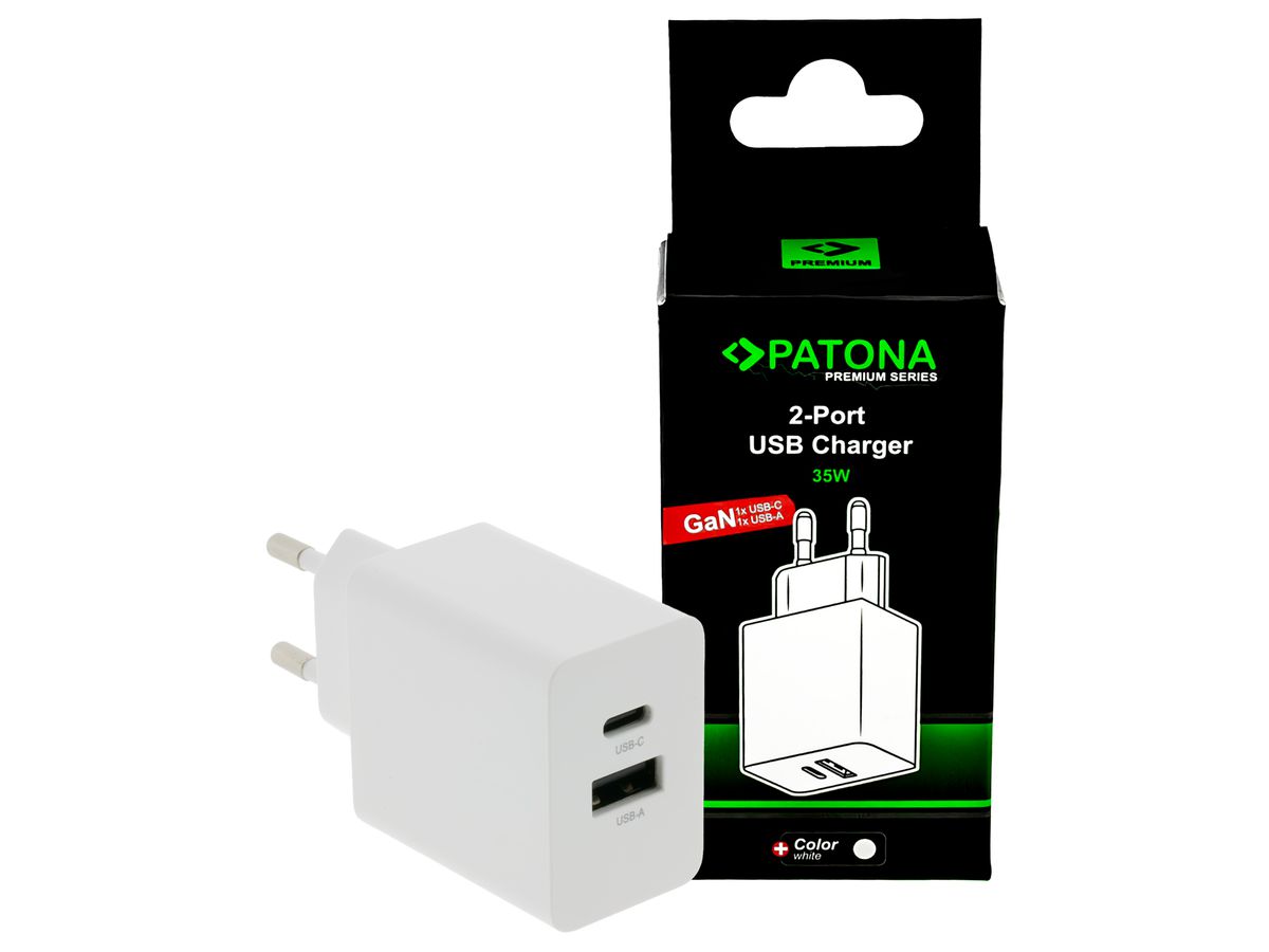 Patona GaN PD 35W USB-C USB-A white
