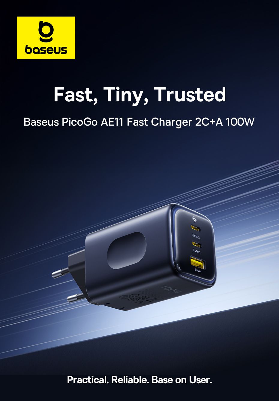 Baseus PicoGo Fastcharger 2C+U 100W Bl.
