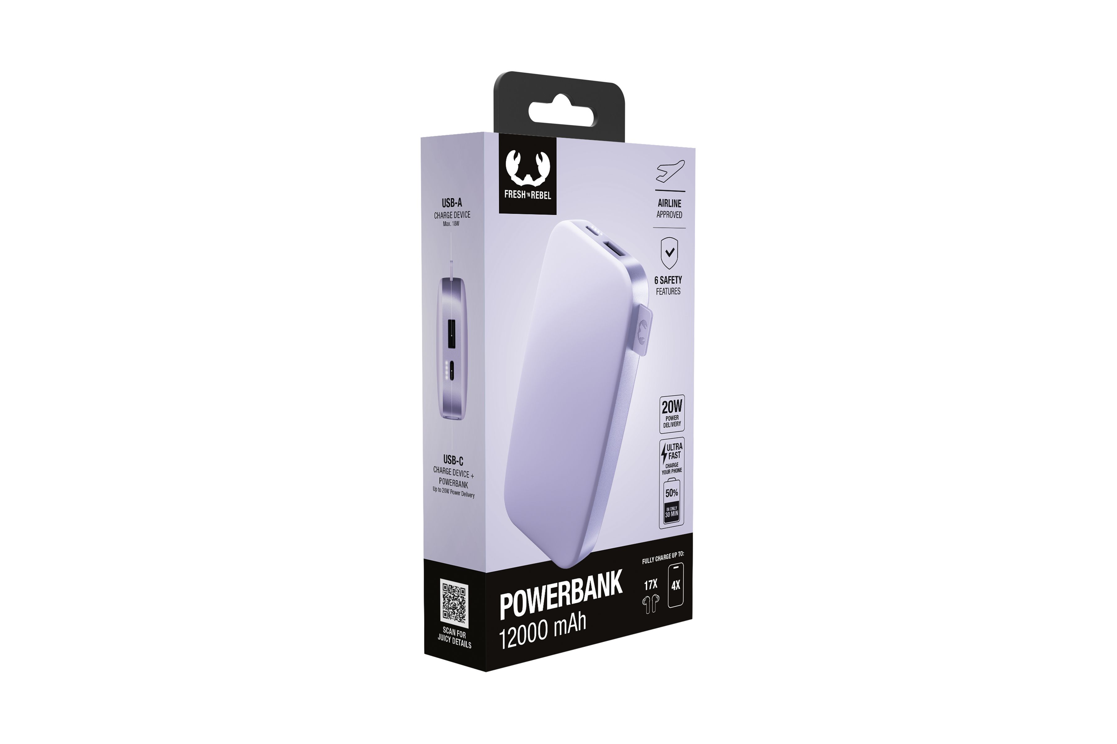 Fresh 'n Rebel Powerbank 12000 mAh Lilac