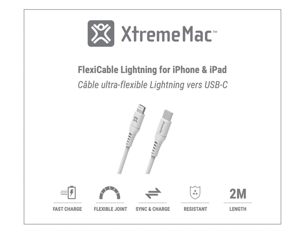 XtremeMac Lightning to USB-C 2m white