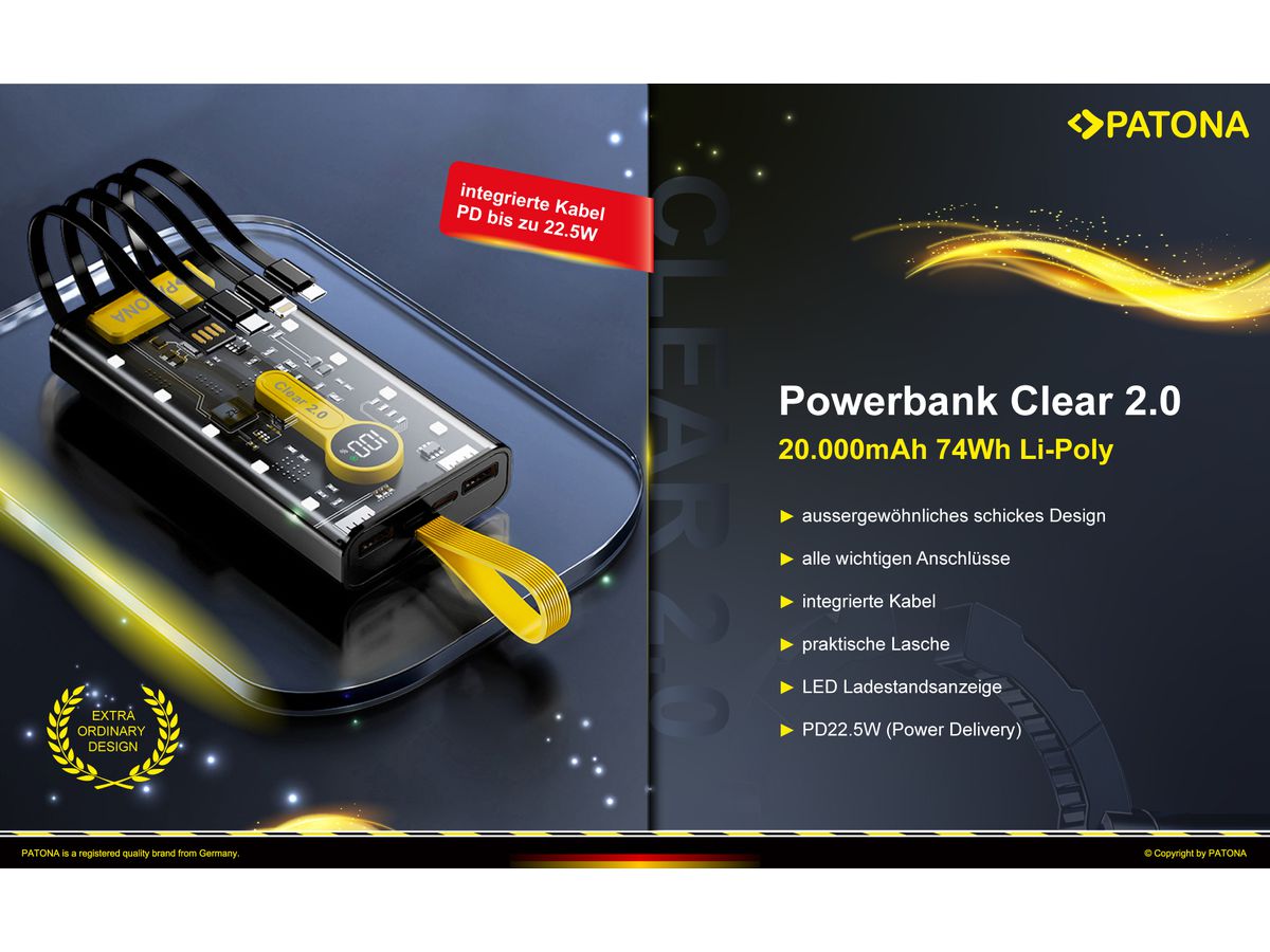 Patona Powerbank USB-C/ Lightning 20000