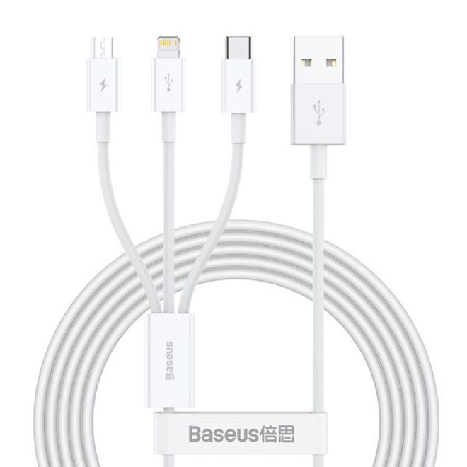 Baseus USB-A 3-in-1 Cable 1.5m White
