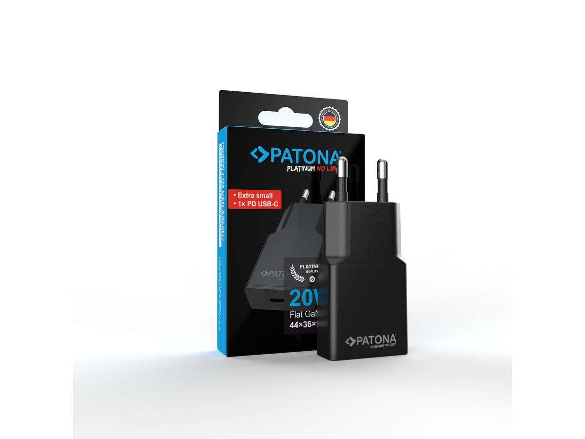 Patona GaN Flat PD 20W USB-C Black