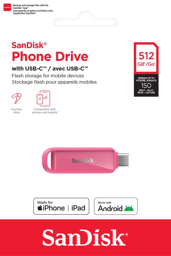 SanDisk Phone Drive USB-C 512GB pink