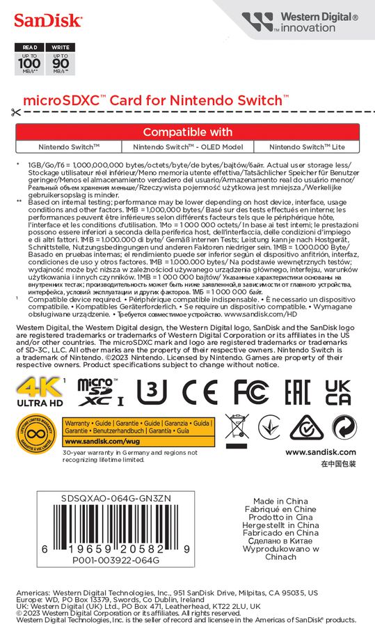 SanDisk microSDXC Nintendo Switch 64GB