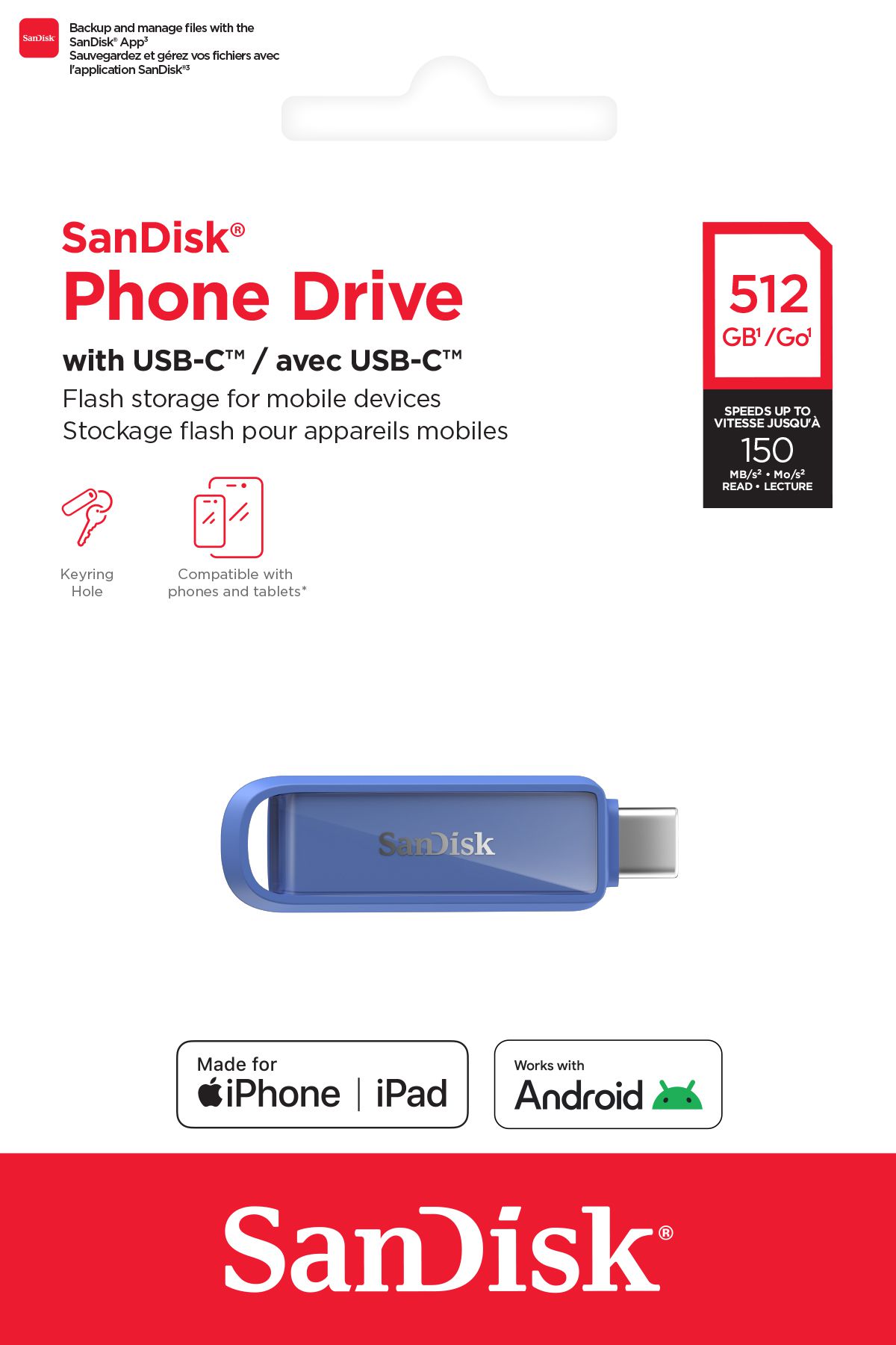 SanDisk Phone Drive USB-C 512GB blau