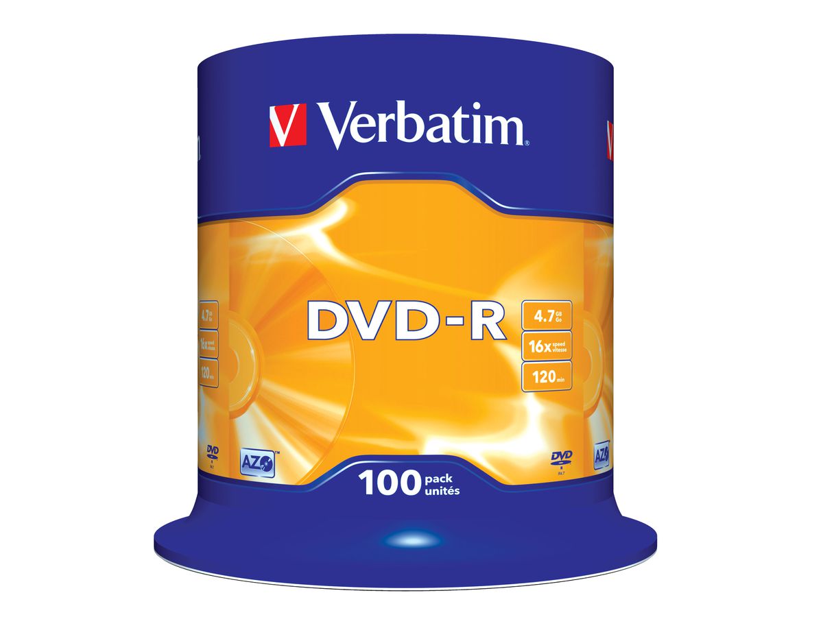 Verbatim DVD-R Spindle 4.7GB 16x 100 Pk
