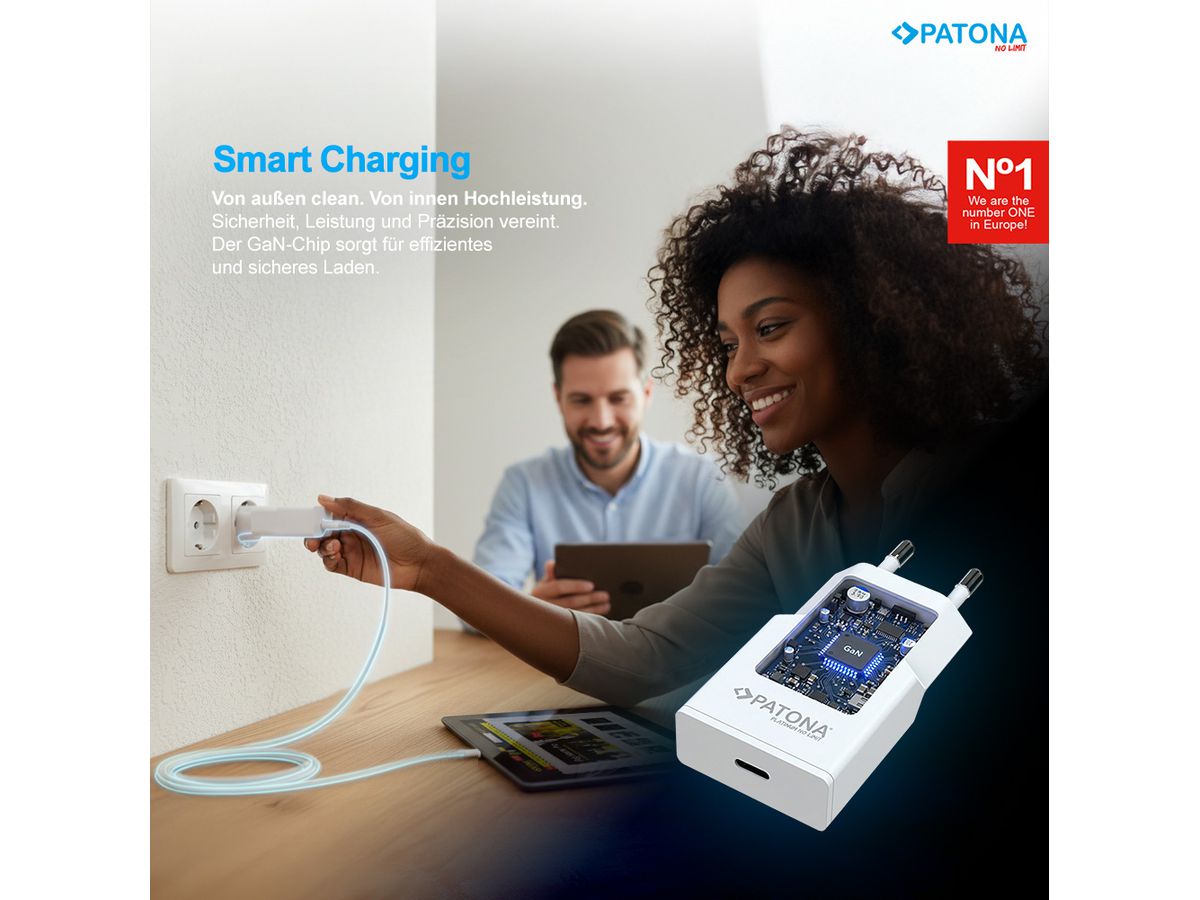 Patona GaN Flat PD 20W USB-C Black