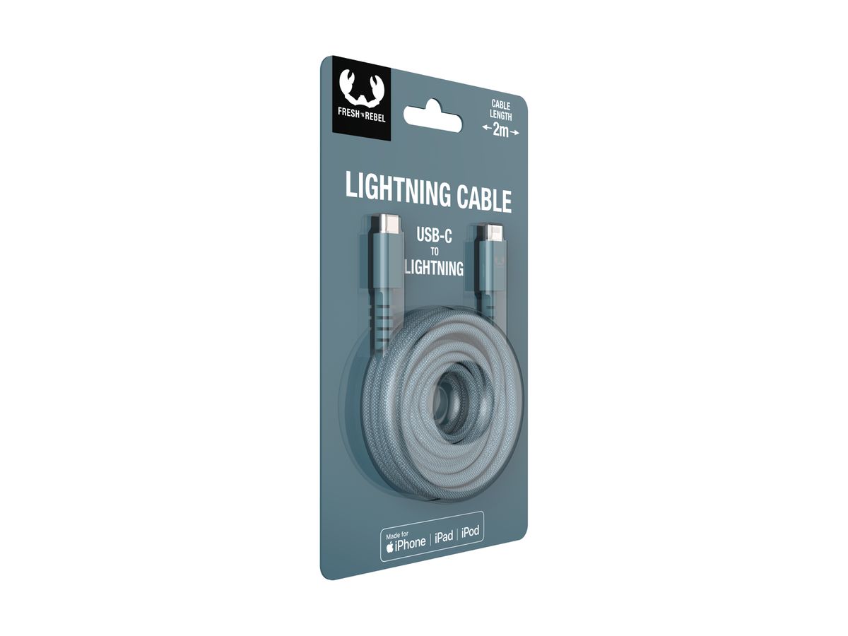 Fresh'N Rebel USB-C to Lightning 2m Dive Blue