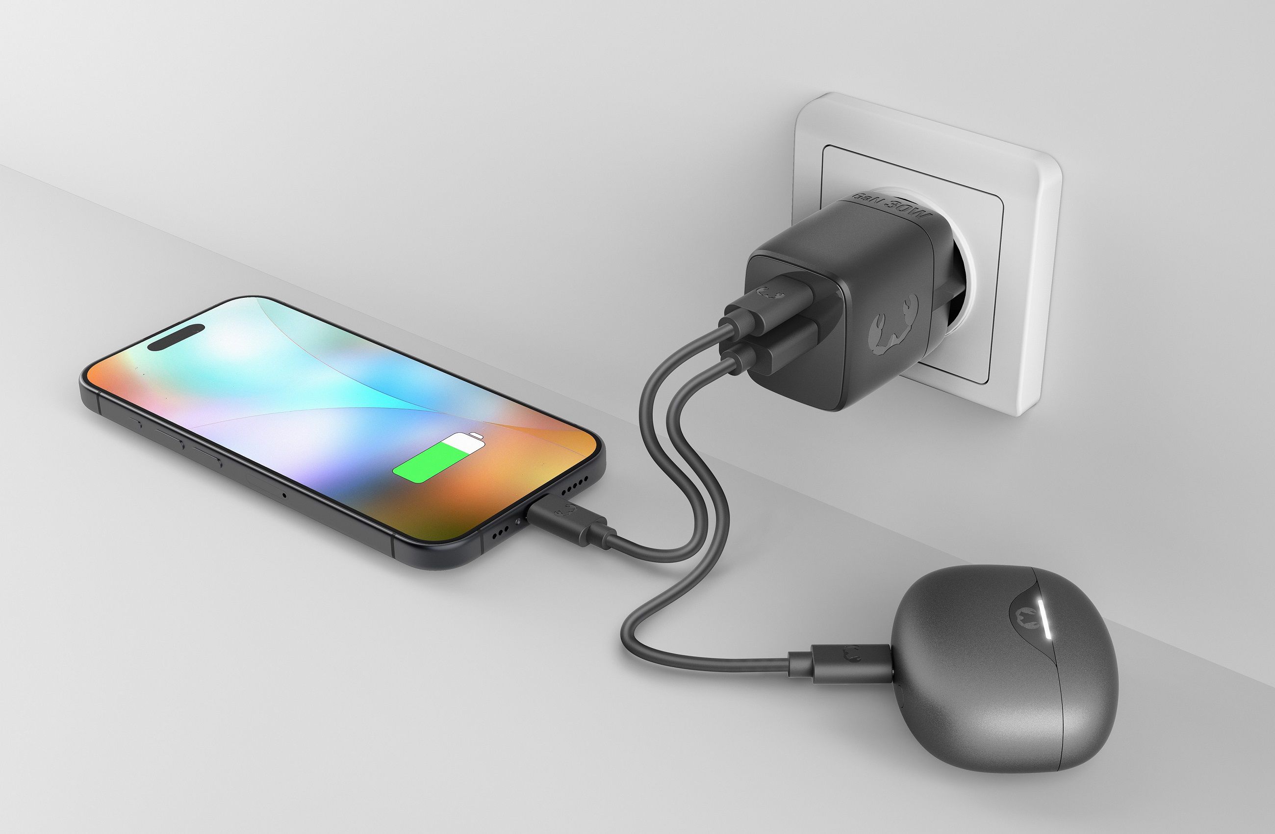 Fresh 'n Rebel Wall Charger Grey 30W