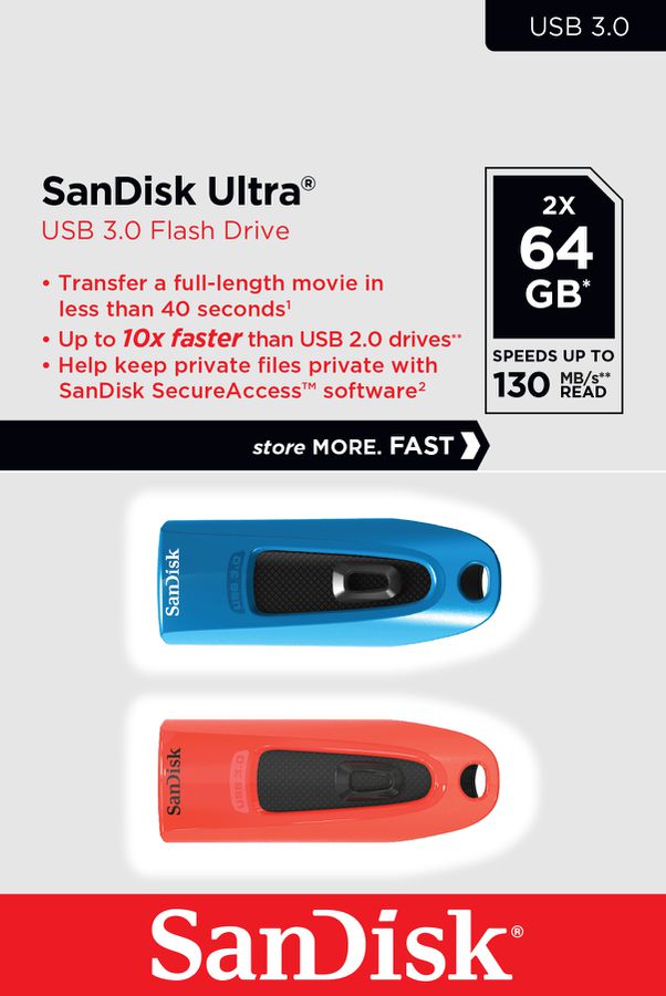 Sandisk Ultra USB 3.0 130MB/s 64GB Duo