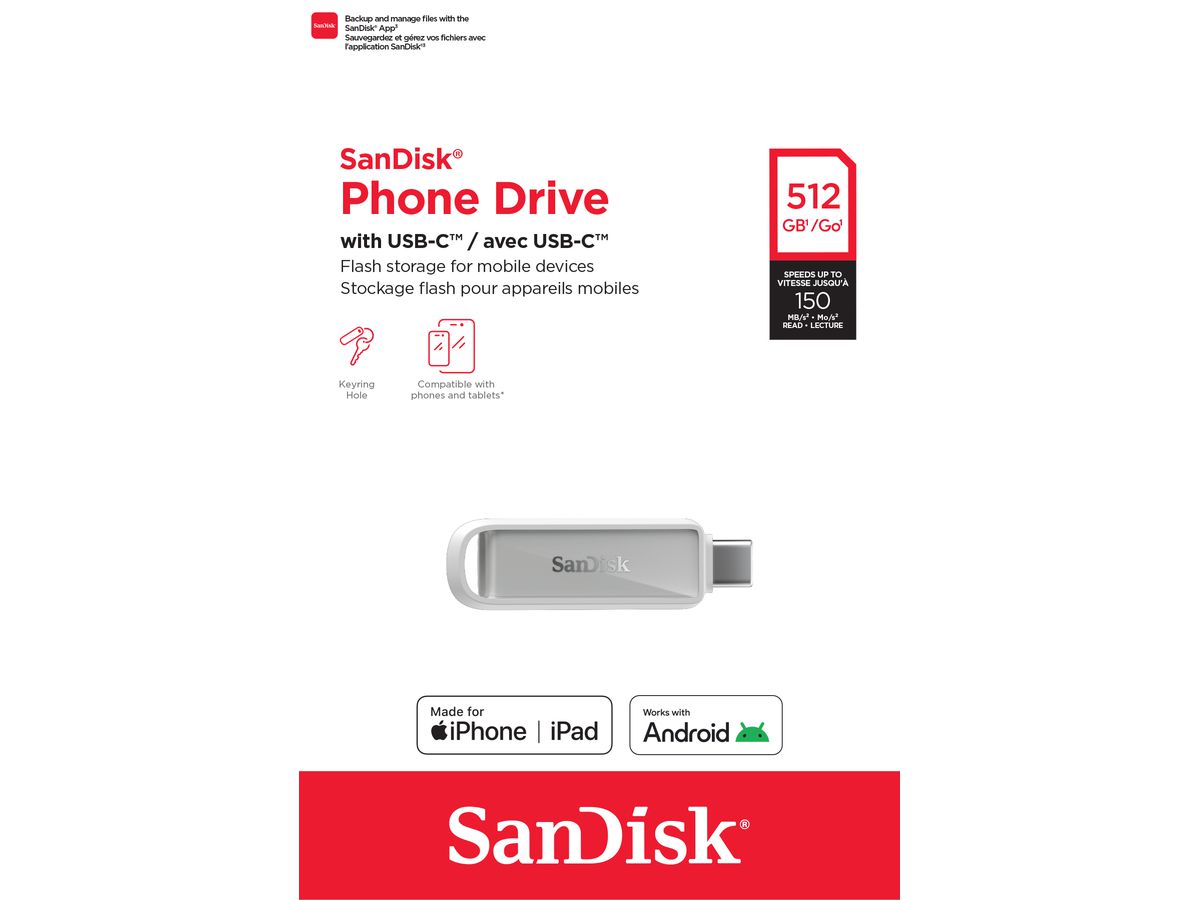 SanDisk Phone Drive USB-C 512GB weiss