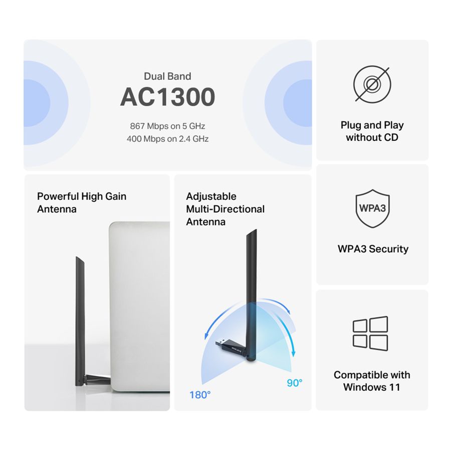 Mercusys AC1300 High Gain Wi-Fi Adapter