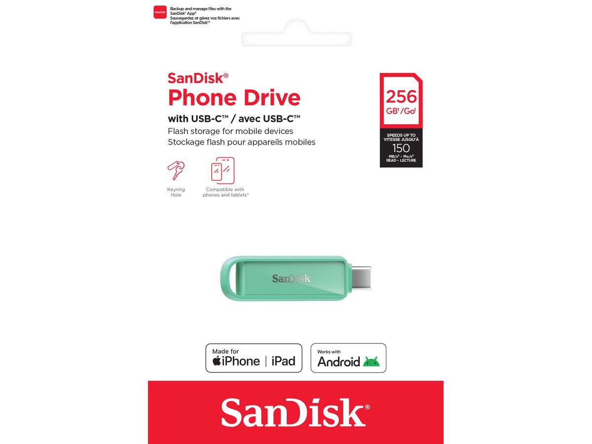 SanDisk Phone Drive USB-C 256GB grün
