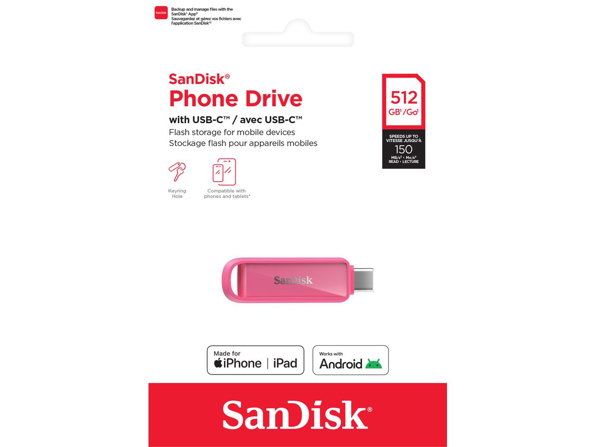 SanDisk Phone Drive USB-C 512GB pink