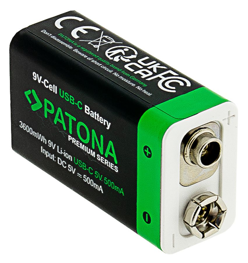 Patona Premium Akku 2x 9V 6LR61 USB-C