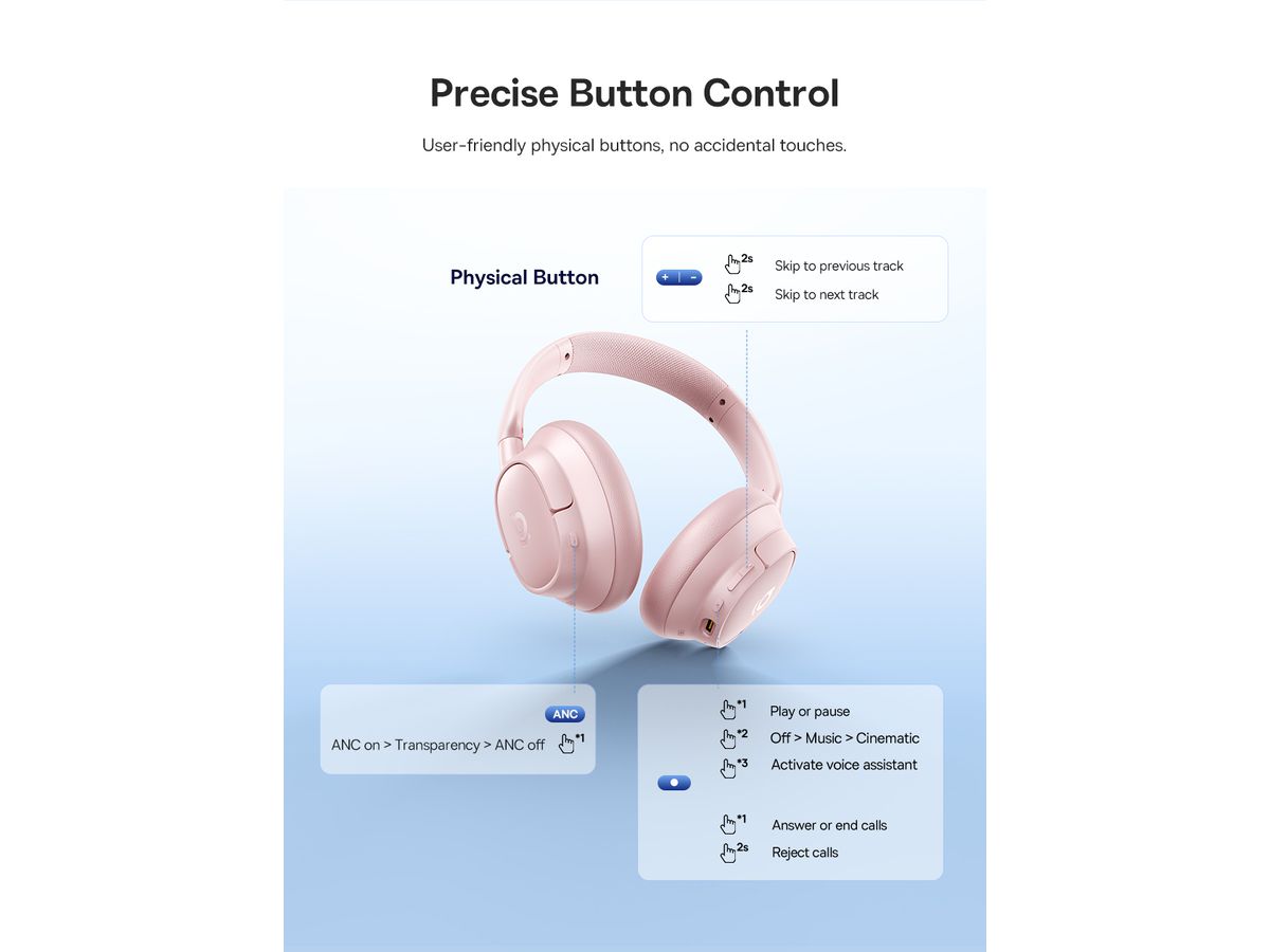 Baseus Bass BH1 NC Wirel.ANC Headph.Pink