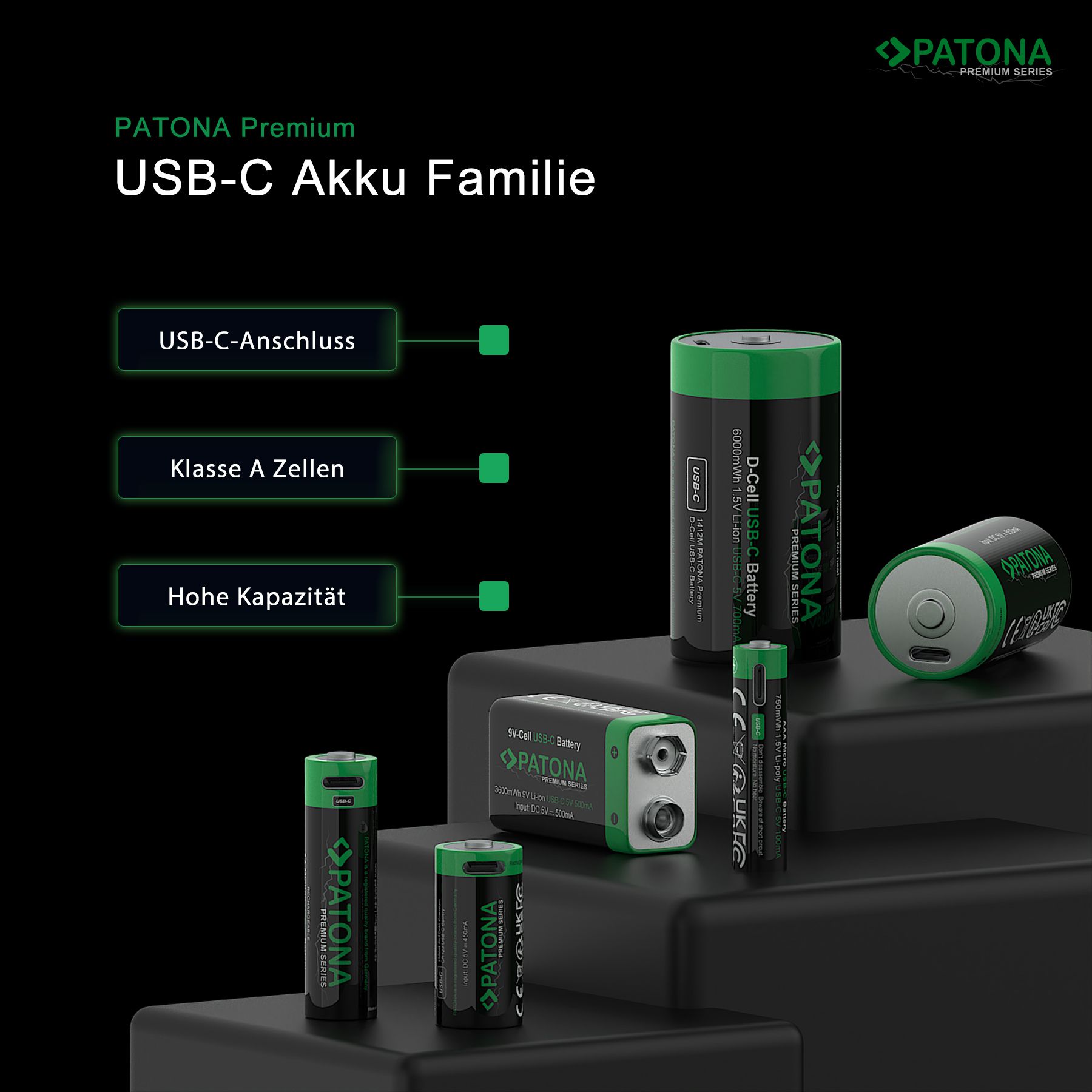 Patona Premium Akku 2x LR14 USB-C