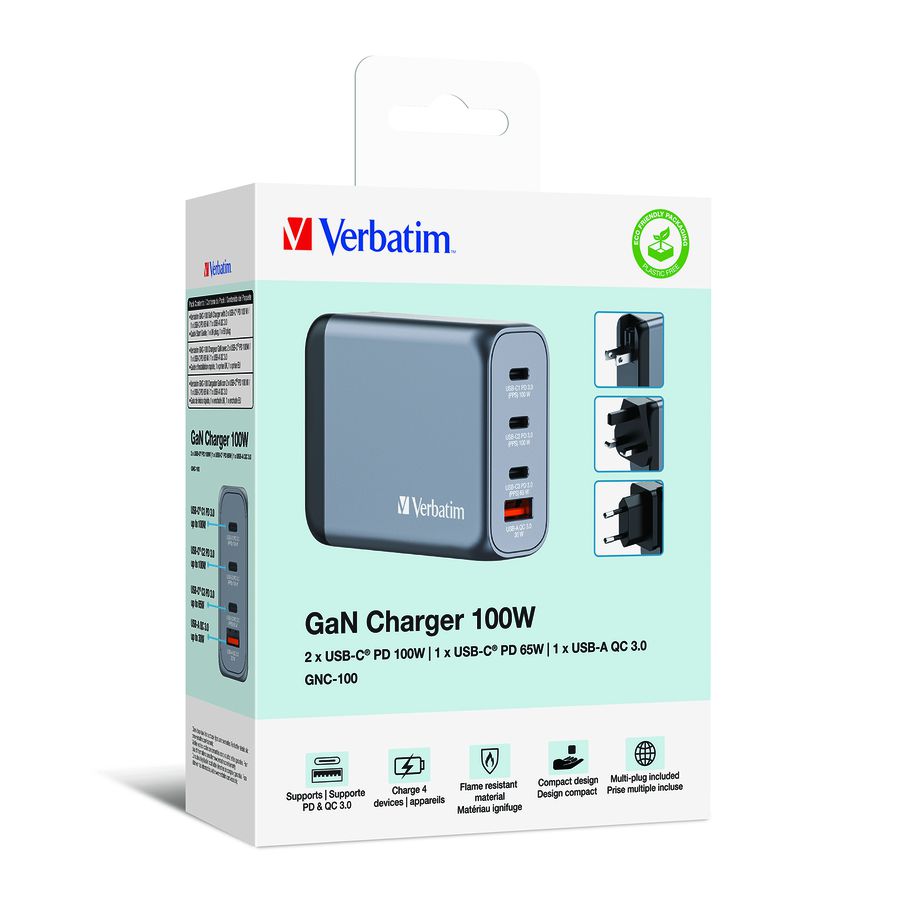 Verbatim GaN 4 Port Charger 100W