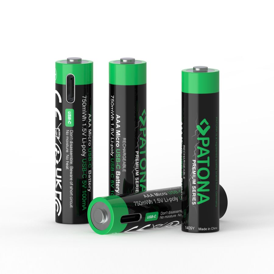 Patona Premium Akku 4x Micro AAA USB-C