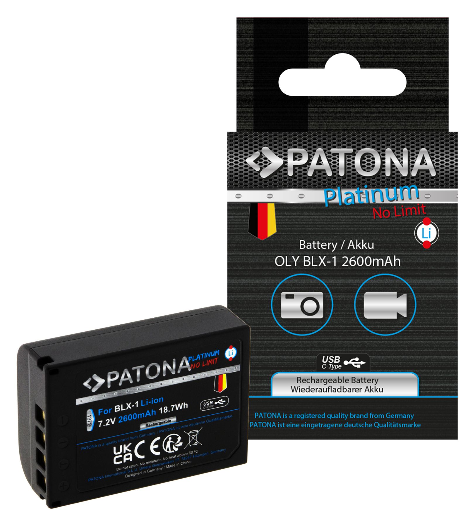Patona Platinum Akku BLX-1 USB-C